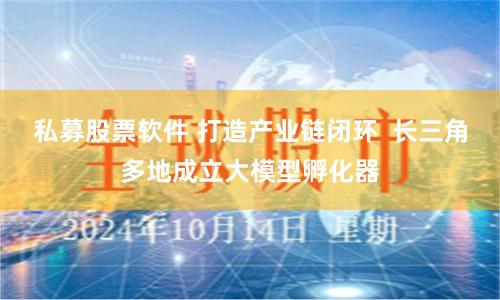私募股票软件 打造产业链闭环  长三角多地成立大模型孵化器